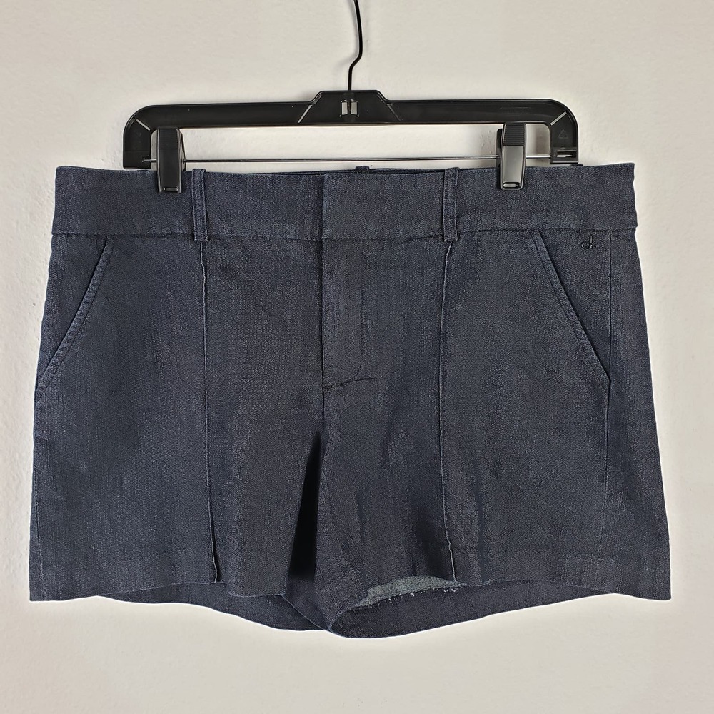 Calvin Klein Women's‎ Size 14 High Rise Pleated Trouser Shorts Dark Wash Denim